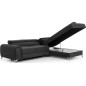 Canapé d'angle convertible - LARRY VELOURS Luxe gris foncé, 5 places, angle droit (vu de face)