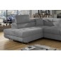-Canapé d'angle convertible en velours luxe 5 places, avec coffre, gris clair, angle gauche (vu de face), ANNECY VELOURS