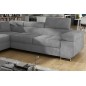 -Canapé d'angle convertible en velours luxe 5 places, avec coffre, gris clair, angle gauche (vu de face), ANNECY VELOURS