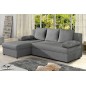 Canapé d'angle convertible GILO - en tissu luxe 3/4 places, gris, angle gauche (vu de face)