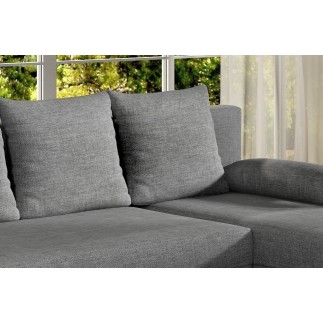 Canapé d'angle convertible - GILO - en tissu luxe 3/4 places, gris, angle droit (vu de face)