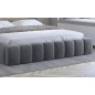 Lit 180x200 rembourré en velours luxe avec coffre et éclairage LED, gris foncé, LANA