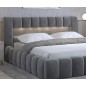 Lit 180x200 rembourré en velours luxe avec coffre et éclairage LED, gris foncé, LANA