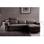 Canapé d'angle convertible cuir buffle italien 5 places, ALLURE, gris foncé, angle droit, Chocolat