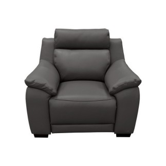 Fauteuil 1 place avec 1 relax en 100% tout cuir épais luxe italien - relax électriques, anthracite. BERN