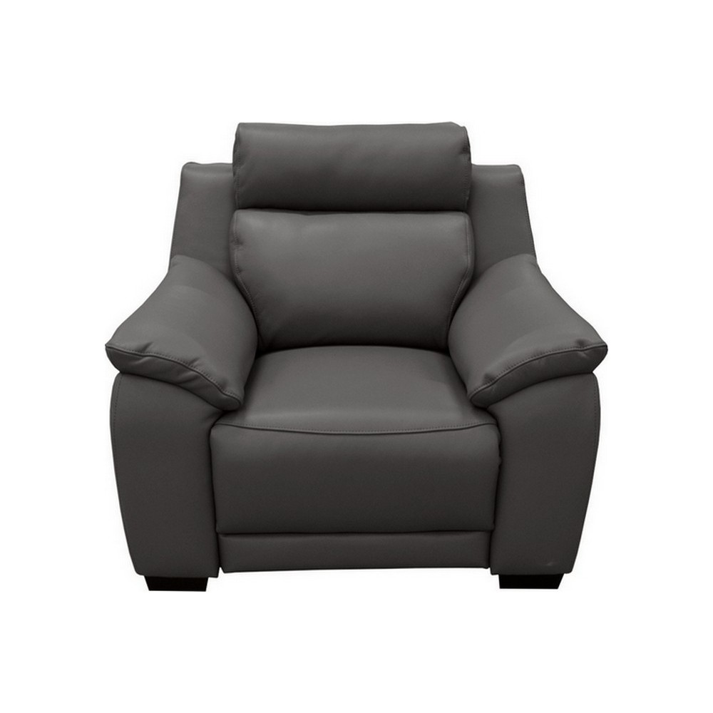 Fauteuil 1 place avec 1 relax en 100% tout cuir épais luxe italien - relax électriques, anthracite. BERN