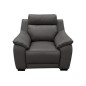 Fauteuil 1 place avec 1 relax en 100% tout cuir épais luxe italien - relax électriques, anthracite. BERN