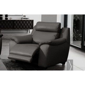 Fauteuil 1 place avec 1 relax en 100% tout cuir épais luxe italien - relax électriques, anthracite. BERN