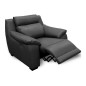 Fauteuil 1 place avec 1 relax en 100% tout cuir épais luxe italien - relax électriques, anthracite. BERN