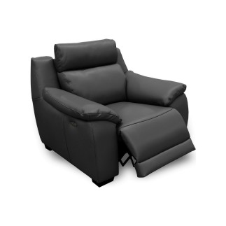 Fauteuil 1 place avec 1 relax en 100% tout cuir épais luxe italien - relax électriques, anthracite. BERN