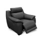 Fauteuil 1 place avec 1 relax en 100% tout cuir épais luxe italien - relax électriques, anthracite. BERN