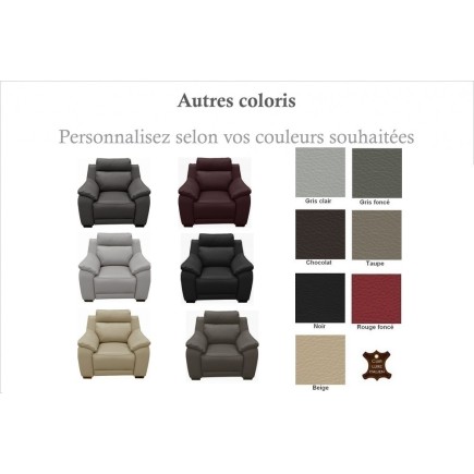 Fauteuil 1 place avec 1 relax en 100% tout cuir épais luxe italien - relax électriques, couleur personnalisée. BERN