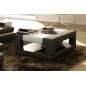 Table basse en cuir italien WAGRAM, gris foncé et blanc