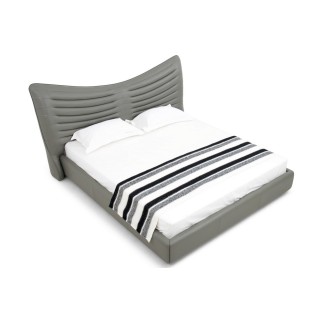 Lit design en cuir de luxe ADAM, avec sommier à lattes offert, gris foncé, 140x200