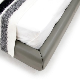 Lit design en cuir de luxe ADAM, avec sommier à lattes offert, gris foncé, 140x200