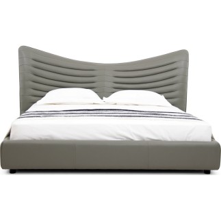 Lit design en cuir de luxe ADAM, avec sommier à lattes offert, gris foncé, 180x200