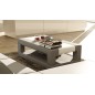 Table basse en cuir italien WAGRAM, gris foncé et blanc
