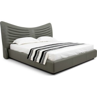 Lit design en cuir de luxe ADAM, avec sommier à lattes offert, gris foncé, 180x200