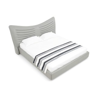 Lit design en cuir de luxe ADAM, avec sommier à lattes offert, gris clair, 140x200
