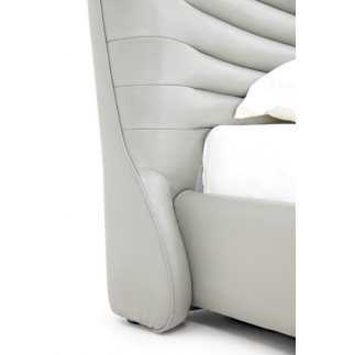 Lit design en cuir de luxe ADAM, avec sommier à lattes offert, gris clair, 140x200