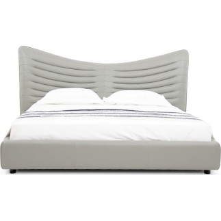 Lit design en cuir de luxe ADAM, avec sommier à lattes offert, gris clair, 160x200