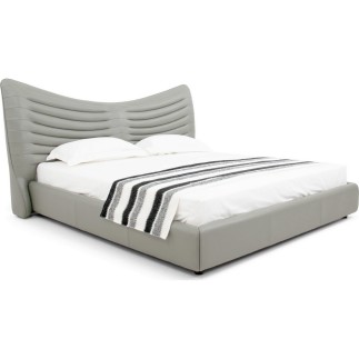 Lit design en cuir de luxe ADAM, avec sommier à lattes offert, gris clair, 180x200