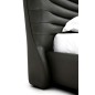 Lit design en cuir de luxe ADAM, avec sommier à lattes offert, noir, 160x200