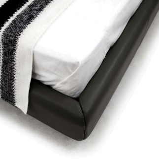Lit design en cuir de luxe ADAM, avec sommier à lattes offert, noir, 160x200