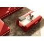 Table basse en cuir italien WAGRAM, rouge et blanc