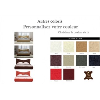 Lit design en cuir de luxe ADAM, avec sommier à lattes offert, couleur personnalisée, 140x200