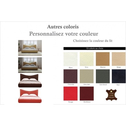 Lit design en cuir de luxe ADAM, avec sommier à lattes offert, couleur personnalisée, 140x200