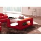 Table basse en cuir italien WAGRAM, rouge et blanc