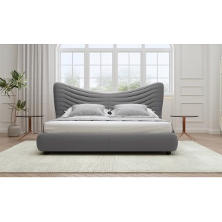 Lit design en velours de luxe NOAH, avec sommier à lattes offert, gris foncé, 160x200