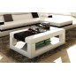 Table basse en cuir italien WAGRAM, blanc et noir