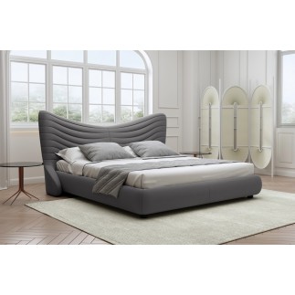 Lit design en velours de luxe NOAH, avec sommier à lattes offert, gris foncé, 180x200