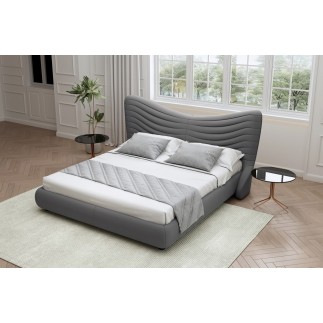 Lit design en velours de luxe NOAH, avec sommier à lattes offert, gris foncé, 180x200
