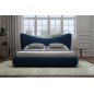 Lit design en velours de luxe NOAH, avec sommier à lattes offert, bleu foncé, 140x200
