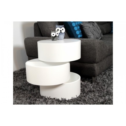 Table basse design laquée blanc mat avec rangement POOL
