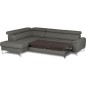 Canapé d'angle convertible en cuir italien luxe 5 places, Hombourg, coffre, gris foncé, angle gauche Canapé d'angle convertible en cuir italien luxe 5 places, Hombourg, coffre, gris foncé, angle gauche