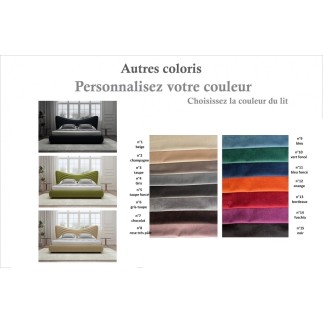 Lit design en velours de luxe NOAH, avec sommier à lattes offert, couleur personnalisée, 140x200