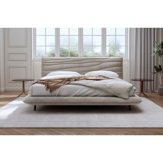 Lit design en velours de luxe PRESTIGIO, avec sommier à lattes offert, BEIGE, 160x200