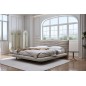 Lit design en velours de luxe PRESTIGIO, avec sommier à lattes offert, BEIGE, 180x200