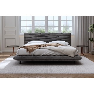 Lit design en velours de luxe PRESTIGIO, avec sommier à lattes offert, gris foncé, 160x200