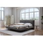 Lit design en velours de luxe PRESTIGIO, avec sommier à lattes offert, gris foncé, 180x200