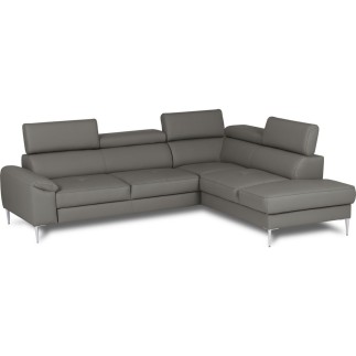 Canapé d'angle convertible en cuir italien luxe 5 places