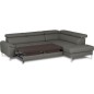 Canapé d'angle convertible en cuir italien luxe 5 places, Hombourg, coffre, gris foncé, angle droit Canapé d'angle convertible en cuir italien luxe 5 places, Hombourg, coffre, gris foncé, angle droit