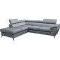 Canapé d'angle convertible en velours luxe 5 places, FLORENT, gris, angle gauche, Gris foncé