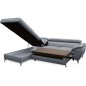 Canapé d'angle convertible en velours luxe 5 places, FLORENT, gris, angle gauche, Gris foncé