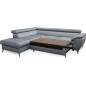 Canapé d'angle convertible en velours luxe - 5 places, FLORENT, gris, angle gauche