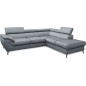 Canapé d'angle convertible en velours luxe 5 places, FLORENT, gris, angle droit